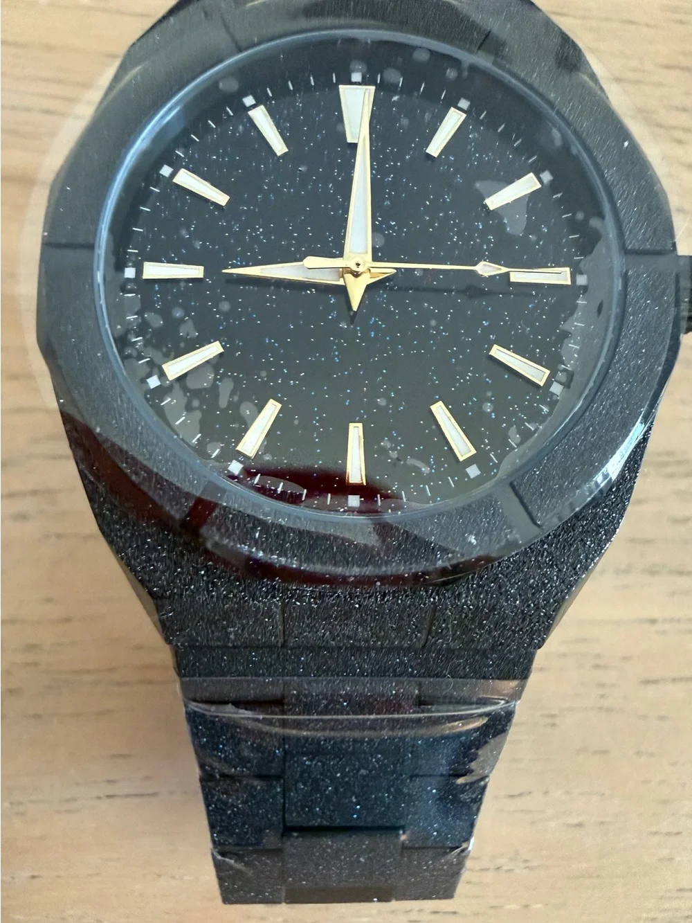 PELVINI MENS ITALIAN WATCH FROSTED BLACK MATCHING LINK BAND & LINK REMOVAL TOOL